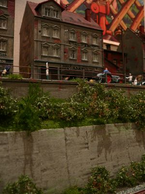 Diorama - H�userzeile mit Feuerwehreinsatz