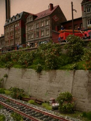 Diorama - H�userzeile mit Feuerwehreinsatz